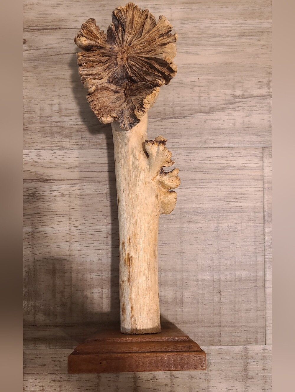 Vtg Balinese Hand-Carved Parasite Wood "Wood Rose" Sculpture - 9" 🍄